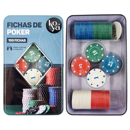 Jogo de Poker C/ 100 Fichas em Plástico Koya