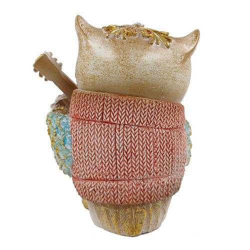 Coruja C/ Violão Decorativa 11x10,5cm em Resina Youbai