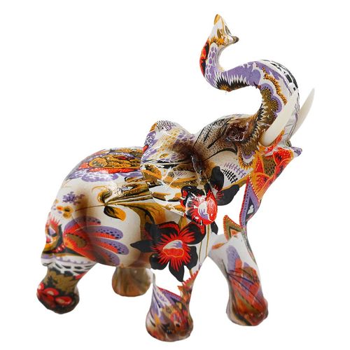 Elefante Estampado Decorativo 14x11cm em Resina Youbai