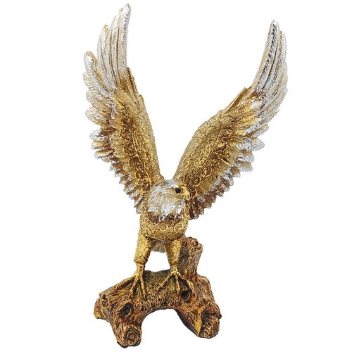 Águia C/ Glitter Decorativa 22x15,5cm em Resina Youbai