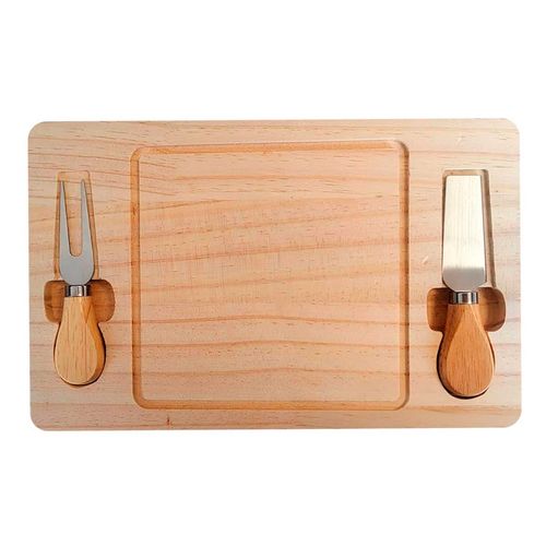 Tábua De Queijo C/ Utensílios 29x19cm em Madeira Kehome