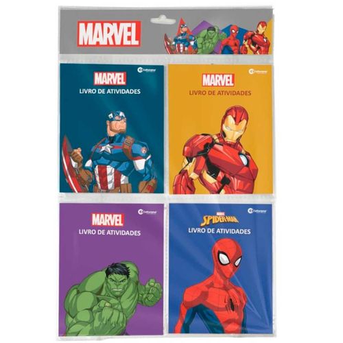 Kit Mini Livro de Atividades Marvel 4 Peças em Papel Culturama