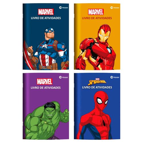 Kit Mini Livro de Atividades Marvel 4 Peças em Papel Culturama