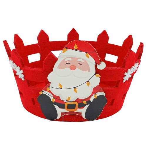 Cesto Natalino Papai Noel 14x10cm em Poliéster Multiart