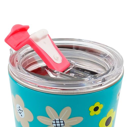 Copo C/ Tampa Amigas Floral 500ml em Aço Inox Zona Criativa