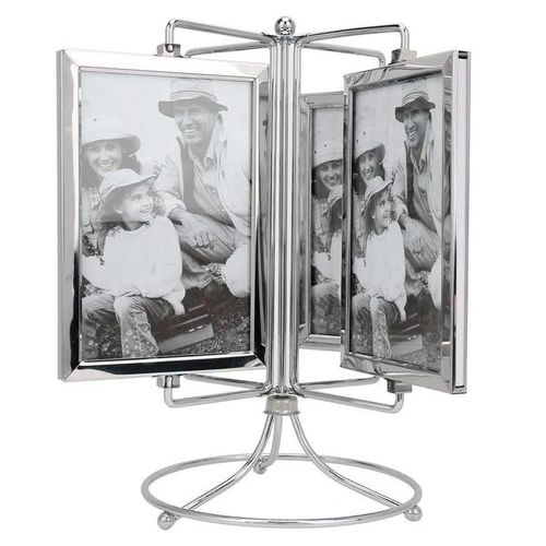 Porta Retrato Decorativo Giratório 8 Fotos 10x15cm em Metal Sanxia