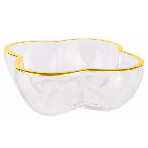 Porta Velas Gold Decorativo em Vidro C/ Borda Dourada 8x3,5cm  PraCaza