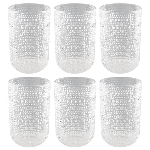 Jogo De Copos Pérola Clear 6 Peças 460ml em Vidro Kehome