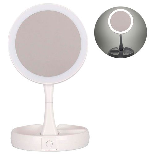 Espelho de Mesa Dobrável C/ LED 15,5cm em Plástico Kehome