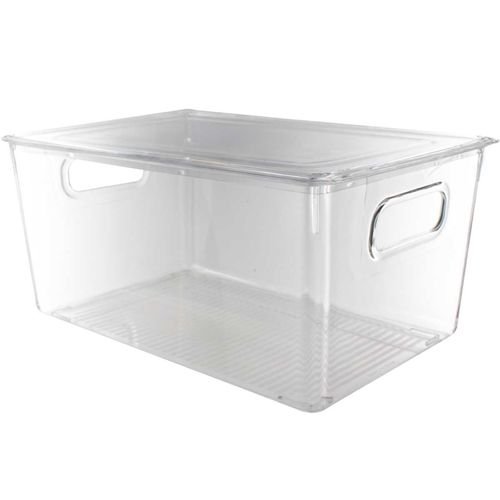 Caixa de Armazenamento C/ Alça + Tampa 30x22cm em Plástico Monaliza