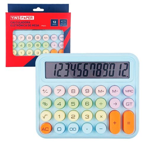 Calculadora de Mesa Color 12 Dígitos 13,5x16,5cm em Plástico Yins