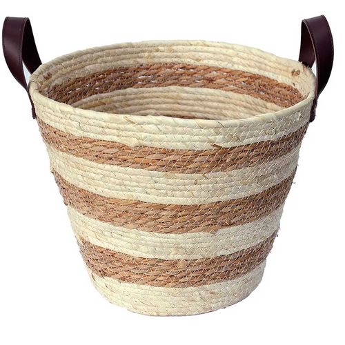Cesto Decorativo C/ Alça 33x28cm em Fibra Natural Paramount Plásticos