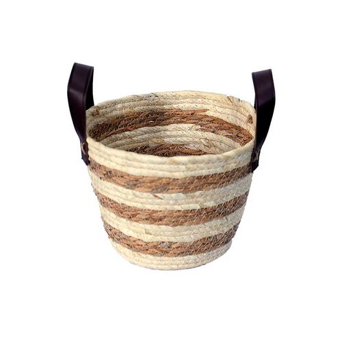 Cesto Decorativo C/ Alça 24x18cm em Fibra Natural Paramount Plásticos