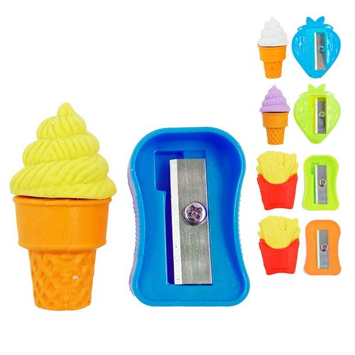 Kit Apontador + Borracha 3,5cm em Plástico Interponte