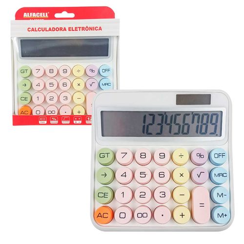 Calculadora de Mesa Color 12 Dígitos 14,5x15,5cm em Plástico Alfacell