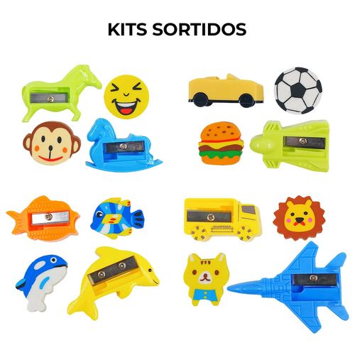 Kit Borracha + Apontador 4 Peças em Plástico Interponte