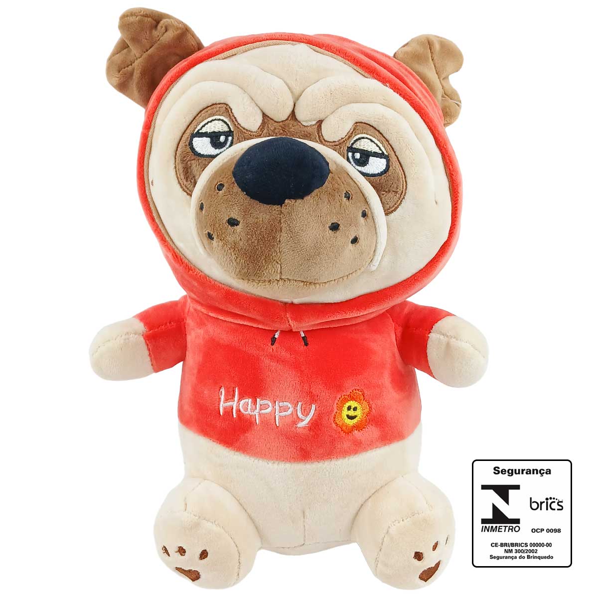 Cachorro Pug de Pelúcia 30cm em Poliéster JR Toys
