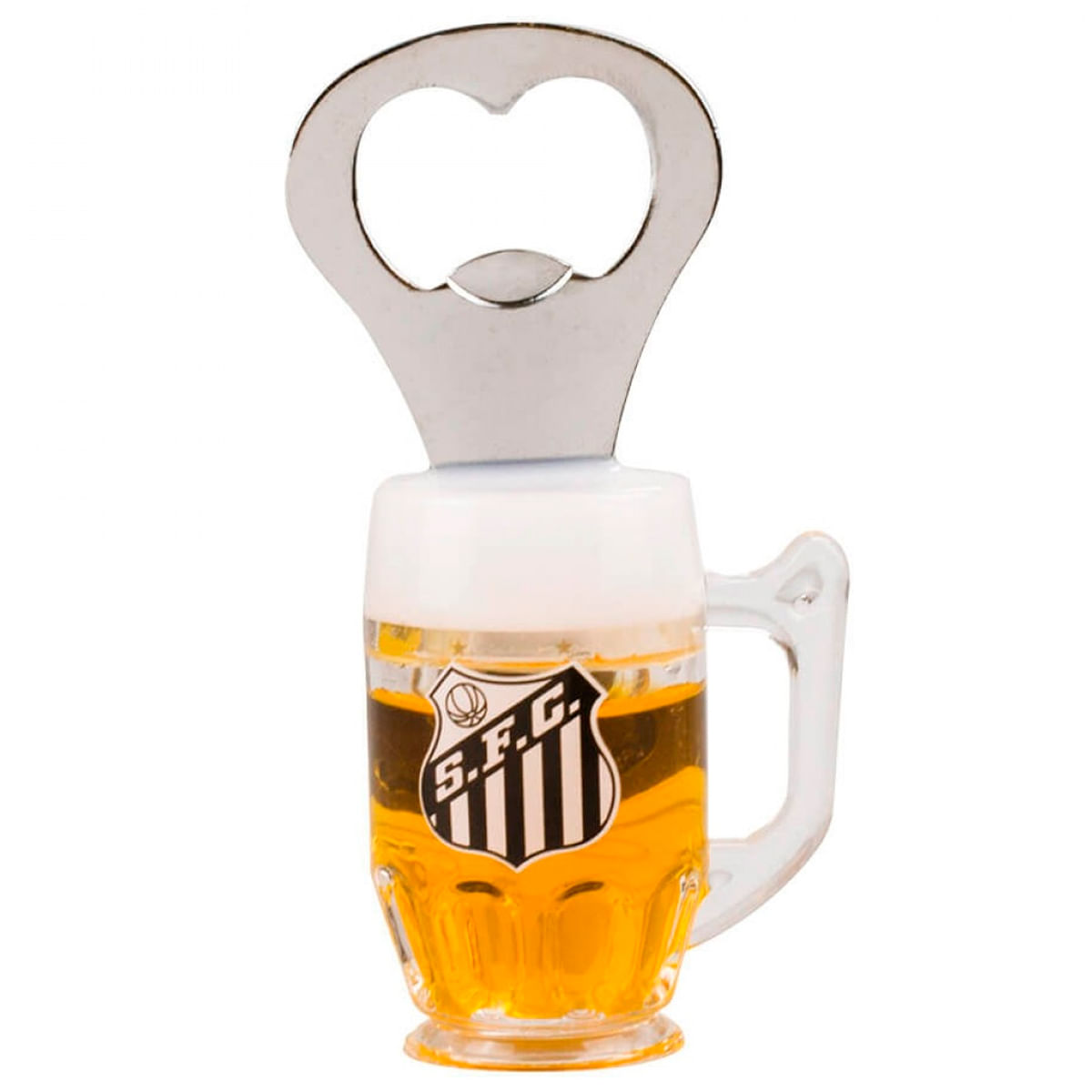 Abridor de Garrafa Santo FC 10cm em Metal Mileno
