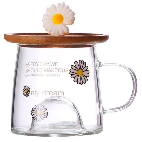 Caneca Margarida C/ Pires Bambu 280ml em Vidro Allmix