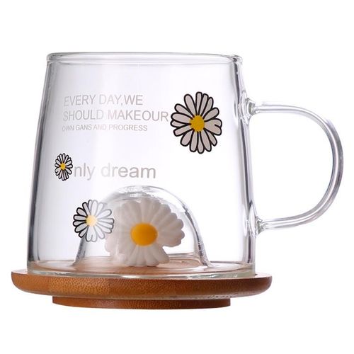Caneca Margarida C/ Pires Bambu 280ml em Vidro Allmix