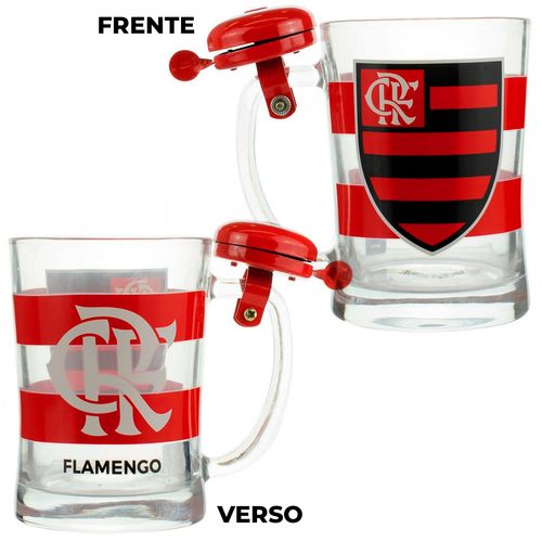 Caneca Campainha Flamengo 650ml em Vidro Mileno