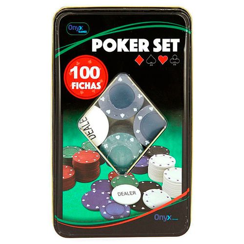 Fichas de poker set 100 fichas no estojo de lata 11x19cm Livon