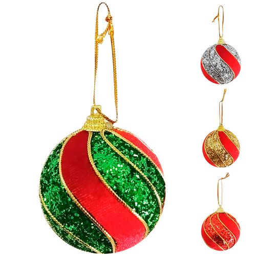 Bola Decorativa Natalina 6cm Glitter em Plástico Multiart