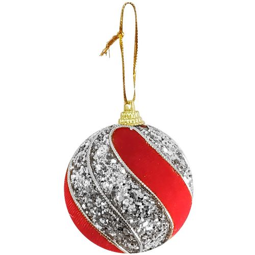 Bola Decorativa Natalina 6cm Glitter em Plástico Multiart