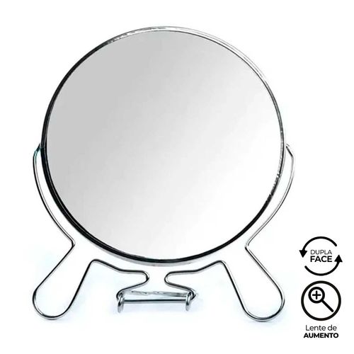 Espelho De Mesa 17cm C/ Lente de Aumento Megagift