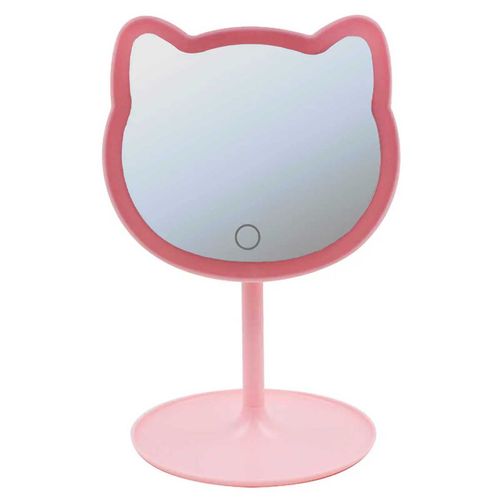 Espelho de Mesa Gatinho C/ LED 18,5x28,5cm em Plástico Imporiente