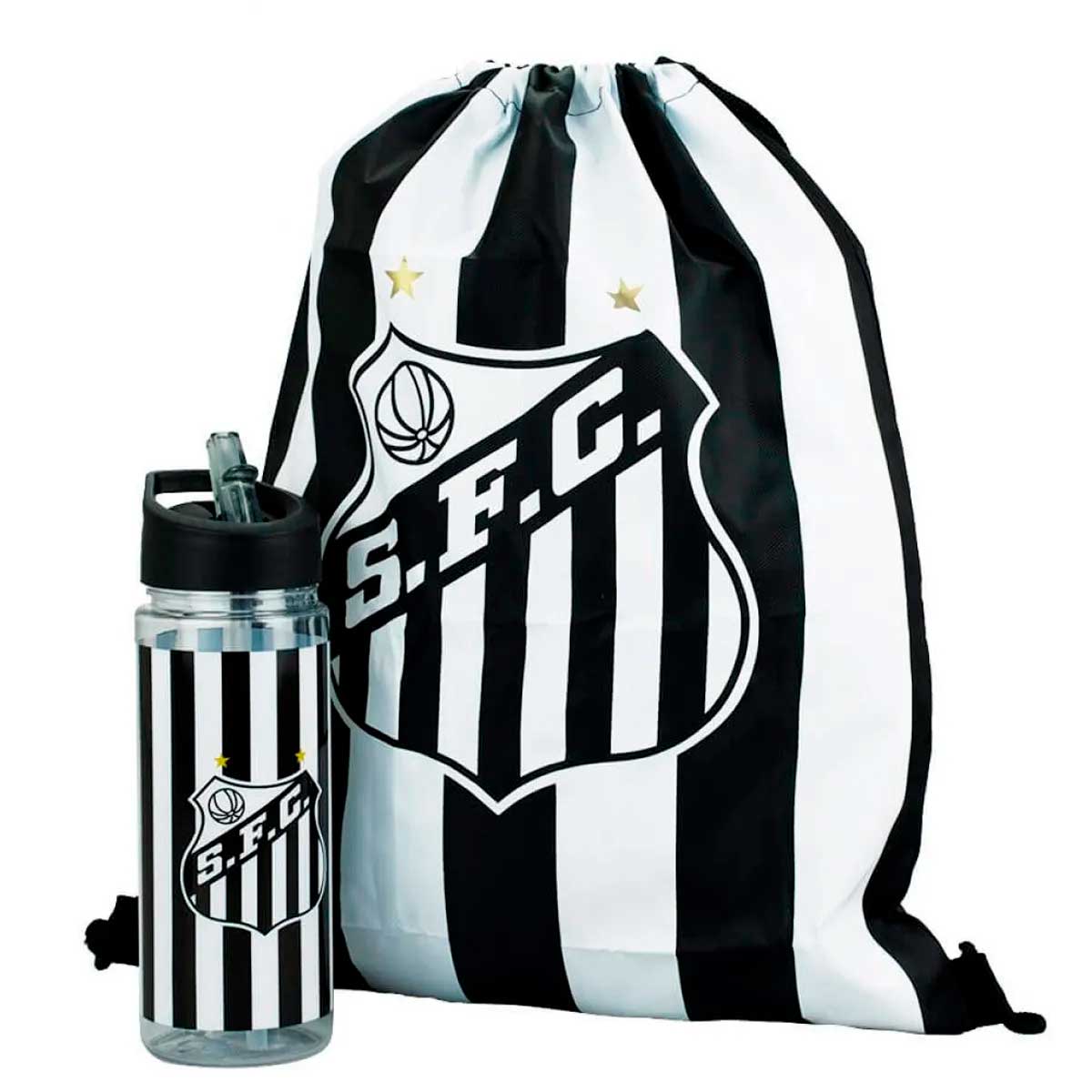 Garrafa Santos C/ Mochila 450ml em Plástico Mileno