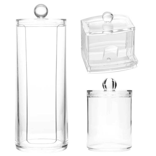 Kit Porta Algodão e Cotonete 3 Peças em Plástico Kehome