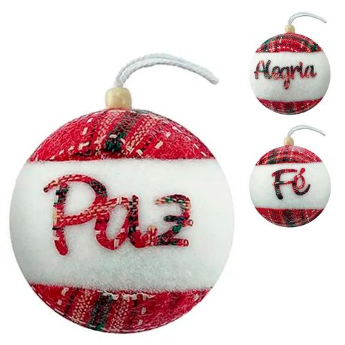 Bola de Natal C/ Frase 6cm em Isopor Multiart