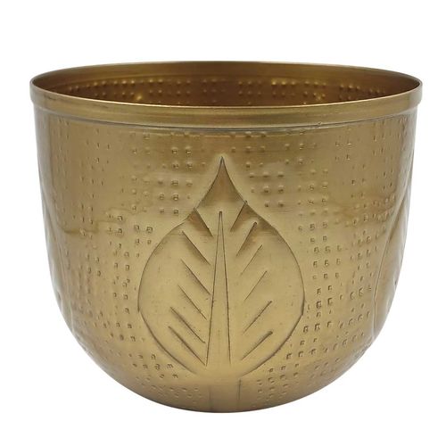 Cachepot Leaf Decorativo 15cm em Metal Brascontinental
