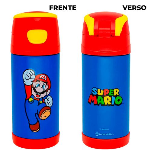 Garrafa Térmica Super Mario C/ Canudo 350ml em Aço Inox Zona Criativa