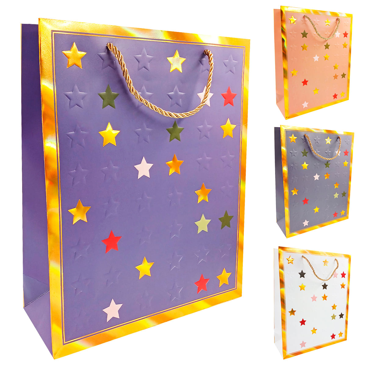 Sacola P/ Presente Estrelas 26x32cm em Papel JML