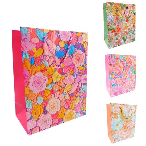 Sacola P/ Presente Floral 18x23cm em Papel JML