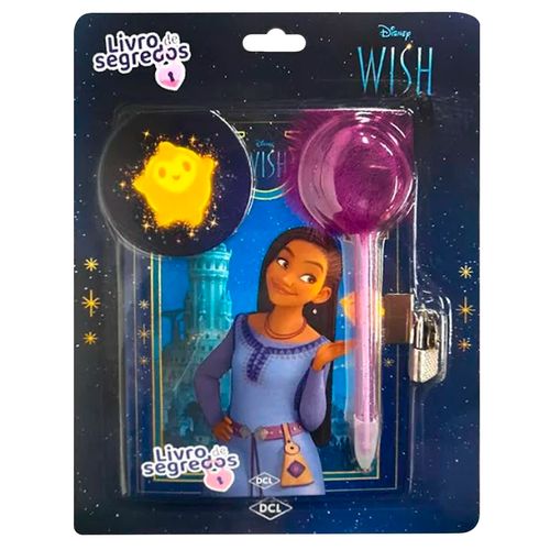 Diário Livro de Segredos Wish C/ Caneta Pompom + Cadeado 17,5x12,5cm em Papel DCL Editora