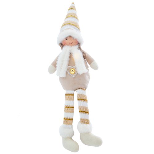 Menina Decorativa Natalina Sentada 45x15x7cm em Poliéster Bela Flor