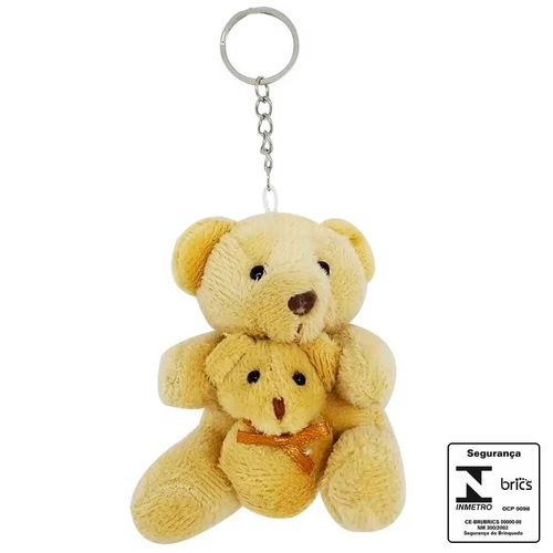 Chaveiro de Pelúcia Ursinhos 9cm em Poliéster F. Emy Decorações