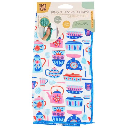 Pano de Limpeza Multiuso 30x30cm em Poliéster Tokyo Design
