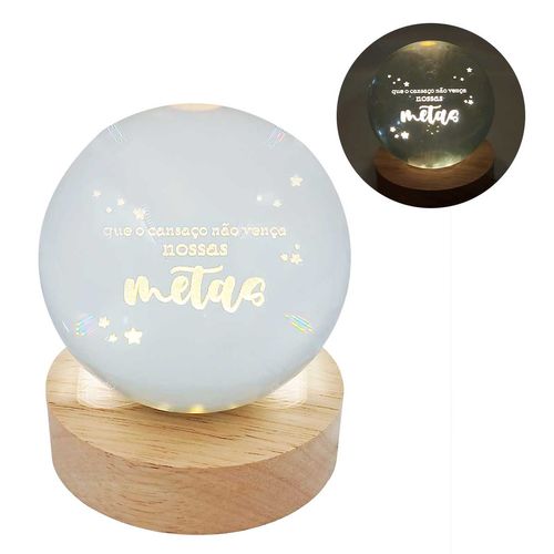 Luminária Globo C/ Frase LED Decorativa 8cm em Vidro Fu Xing