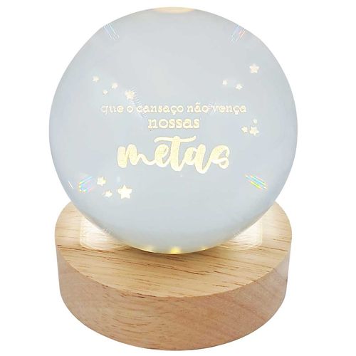 Luminária Globo C/ Frase LED Decorativa 8cm em Vidro Fu Xing