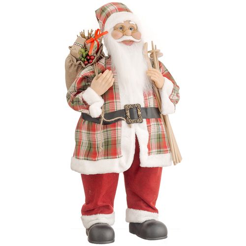 Papai Noel C/ Ski 80cm em Plástico Bela Flor