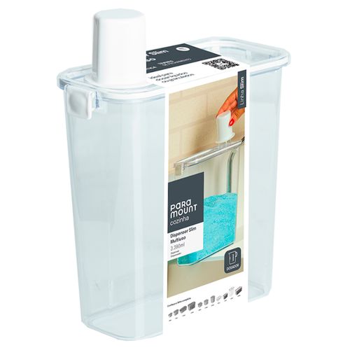 Dispenser Slim Multiuso C/ Dosador 3390ml em Plástico Paramount Plásticos