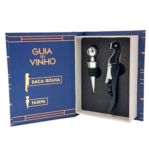 Kit Vinho Formato de Livro 2 Peças em Metal World Classic