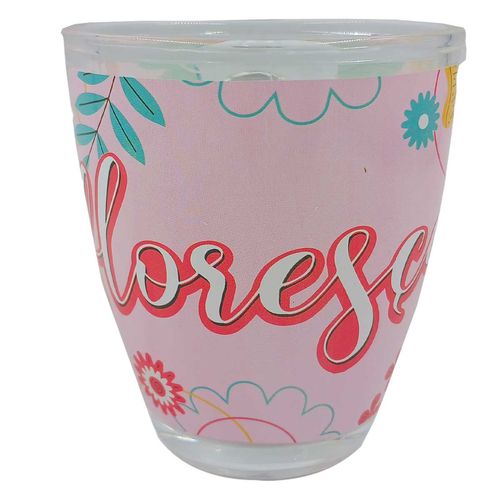 Caneca Flores 380ml em Vidro Kehome