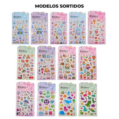 Cartela de Adesivos Bichinhos 19,5x13cm em Plástico Michael Judi