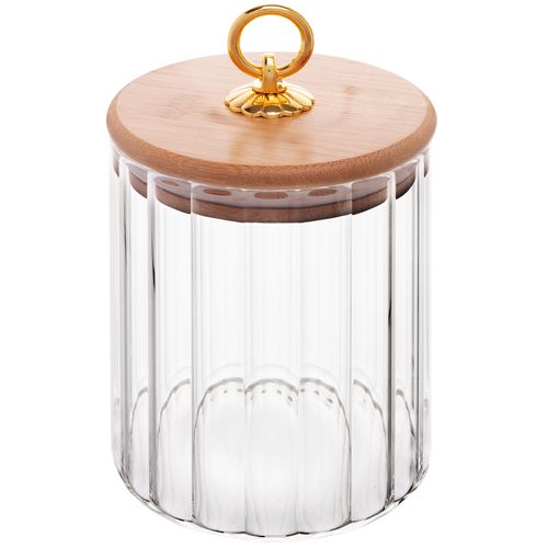 Porta Mantimento C/ Tampa Bambu 550ml em Vidro Wolff