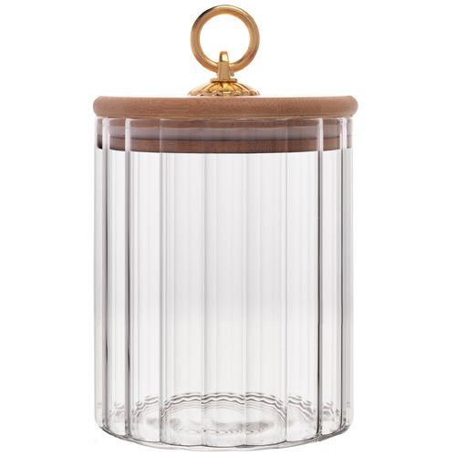 Porta Mantimento C/ Tampa Bambu 550ml em Vidro Wolff